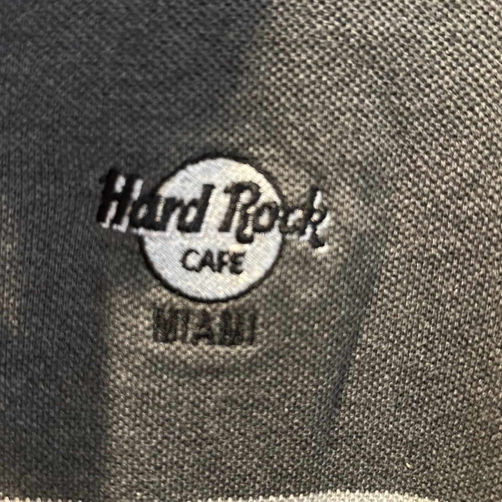 Miami Hard Rock Cafe Polo Shirt Gray Short Sleeve MENS SIZE medium